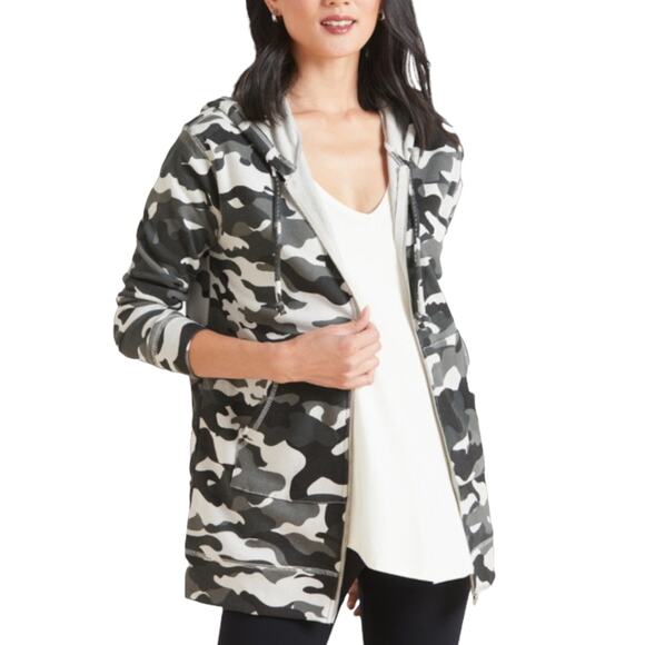 CHASER Camo Hoodie Sweatshirt Cotton Gray Zip Up Fleece Lined Pockets XS NWT - Picture 12 of 12